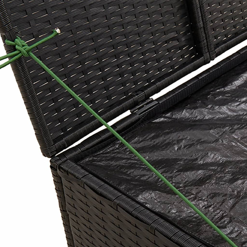 vidaXL fekete polyrattan kerti tárolóláda 291 L