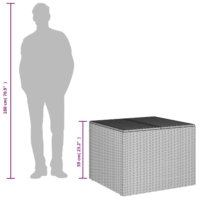 vidaXL fekete polyrattan kerti tárolóláda 291 L
