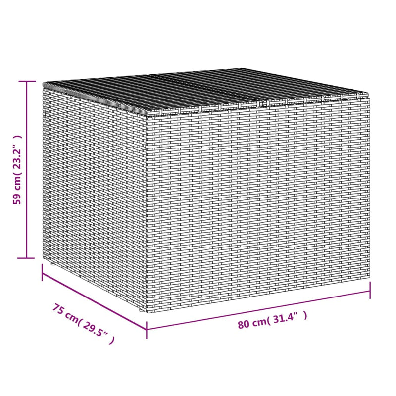 vidaXL fekete polyrattan kerti tárolóláda 291 L