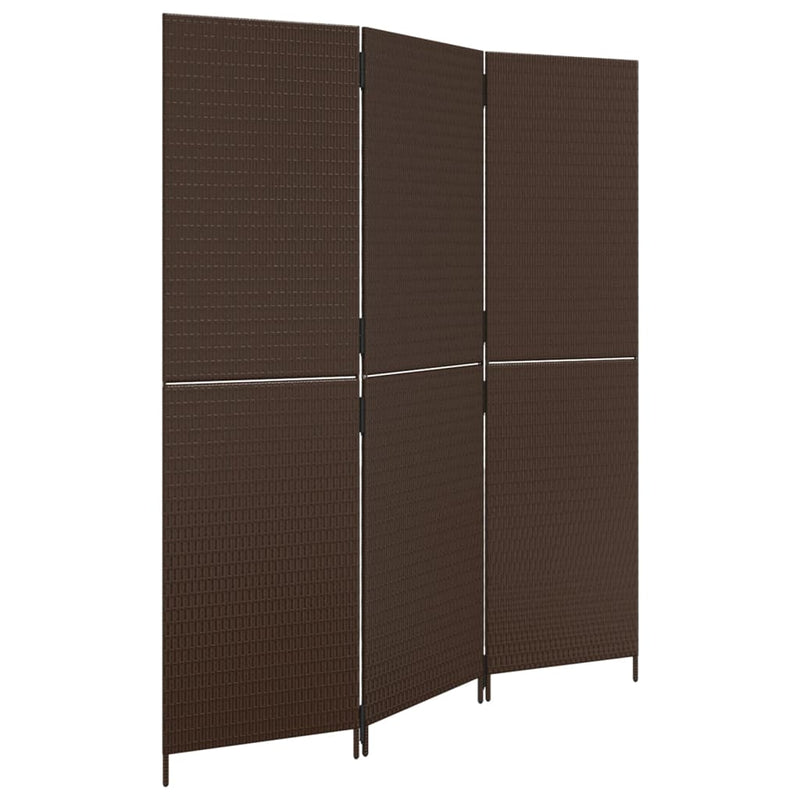 vidaXL barna 3-paneles polyrattan térelválasztó