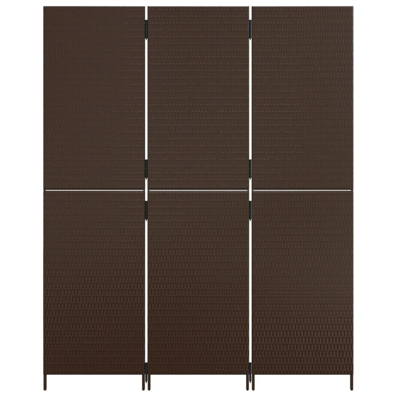 vidaXL barna 3-paneles polyrattan térelválasztó