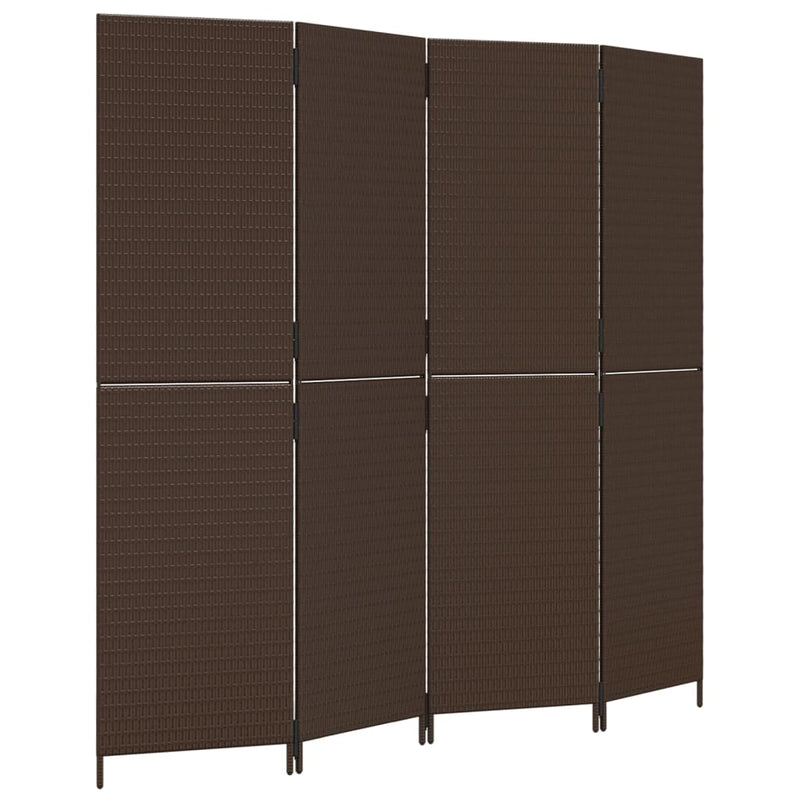 vidaXL barna 4 paneles polyrattan térelválasztó