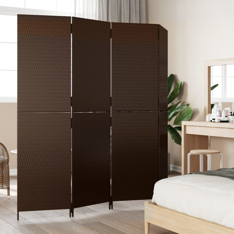 vidaXL barna 4 paneles polyrattan térelválasztó
