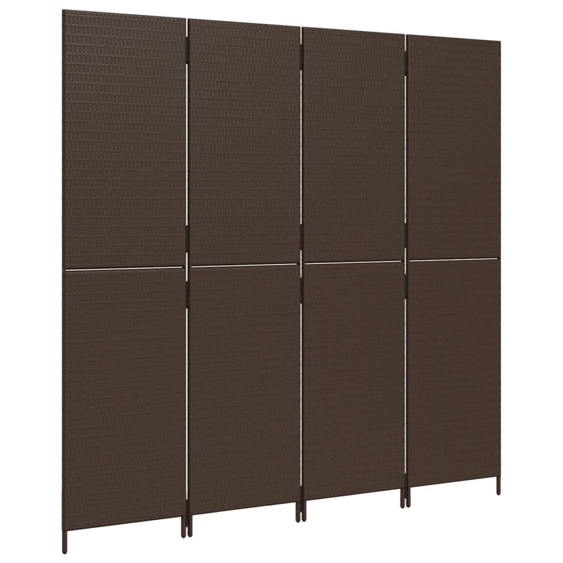 vidaXL barna 4 paneles polyrattan térelválasztó
