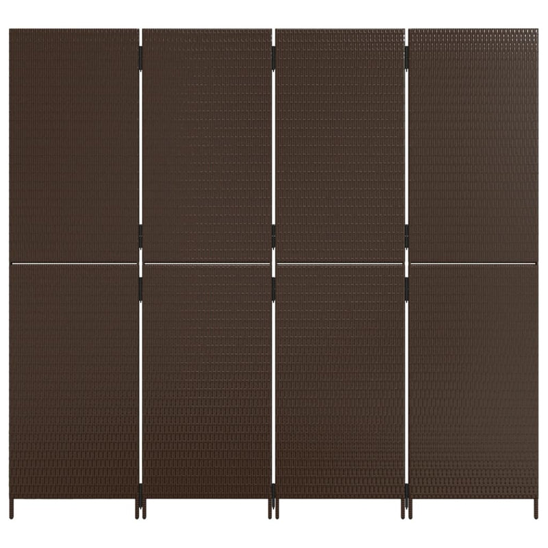 vidaXL barna 4 paneles polyrattan térelválasztó