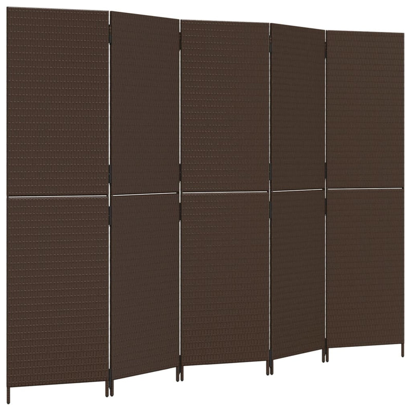 vidaXL barna 5-paneles polyrattan térelválasztó