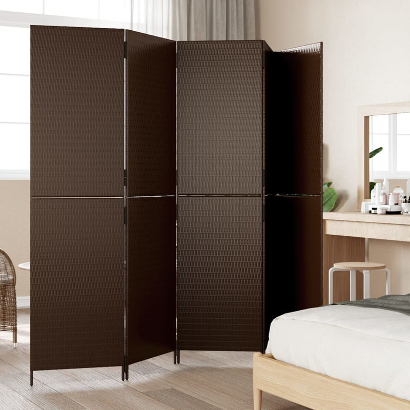 vidaXL barna 5-paneles polyrattan térelválasztó