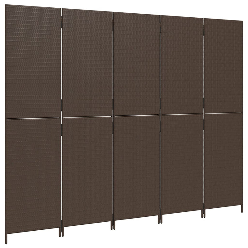 vidaXL barna 5-paneles polyrattan térelválasztó