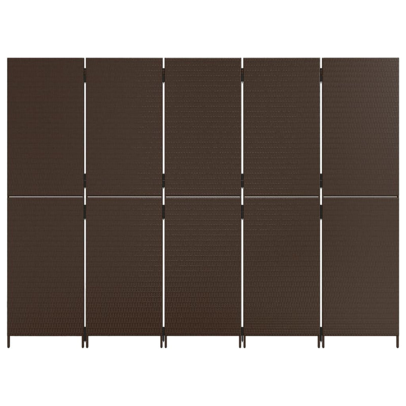 vidaXL barna 5-paneles polyrattan térelválasztó
