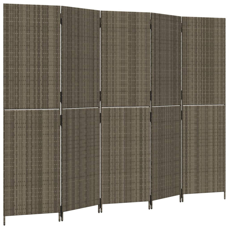 vidaXL szürke 5-paneles polyrattan térelválasztó
