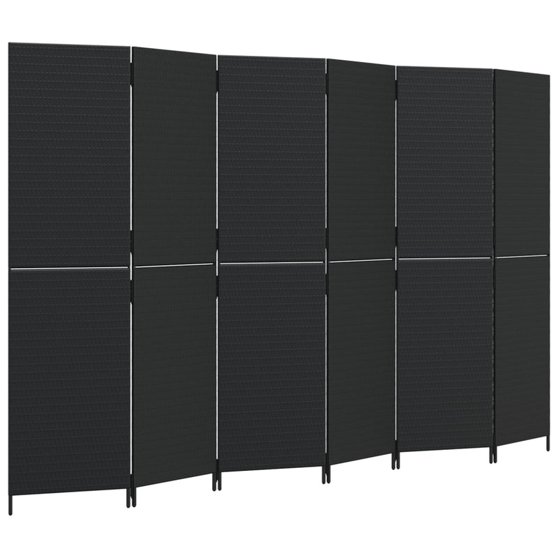 vidaXL fekete 6-paneles polyrattan térelválasztó