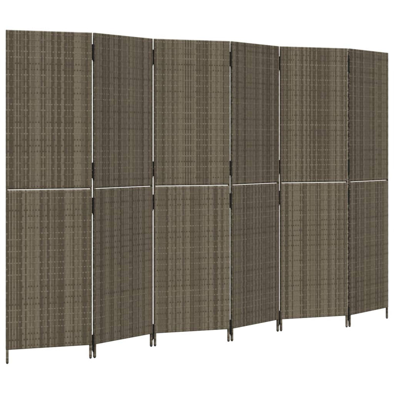 vidaXL szürke 6-paneles polyrattan térelválasztó