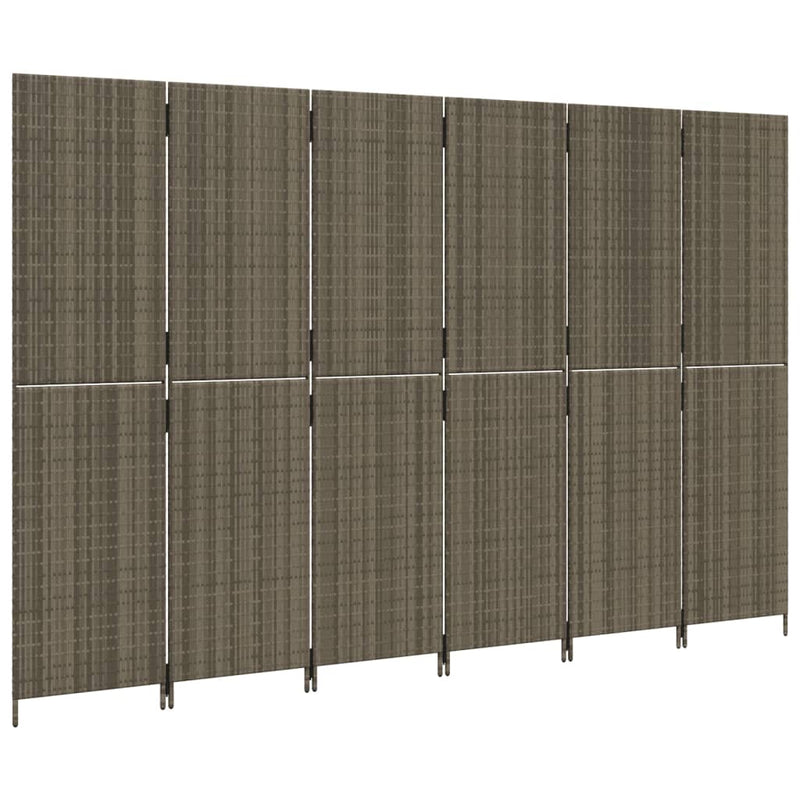 vidaXL szürke 6-paneles polyrattan térelválasztó