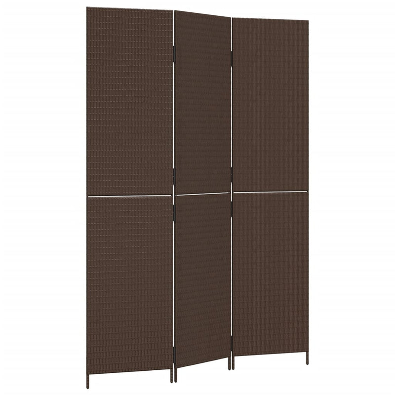 vidaXL barna 3-paneles polyrattan térelválasztó
