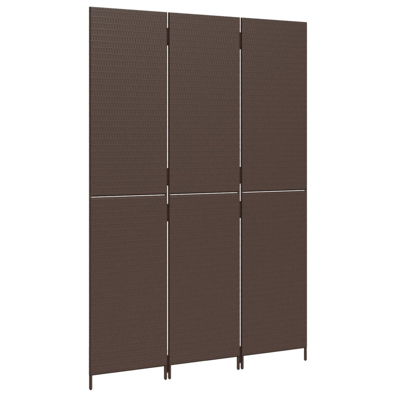 vidaXL barna 3-paneles polyrattan térelválasztó