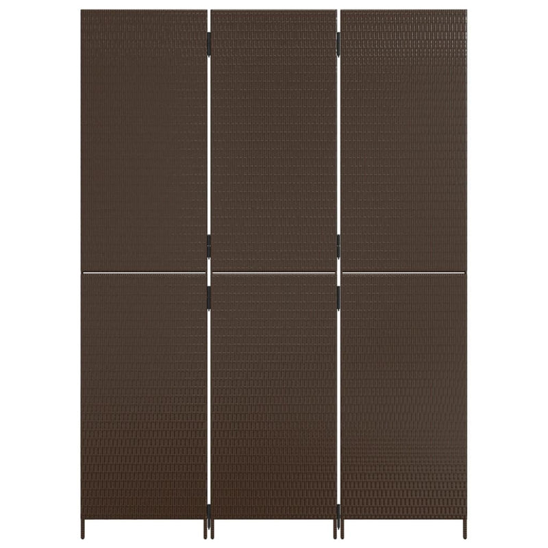 vidaXL barna 3-paneles polyrattan térelválasztó
