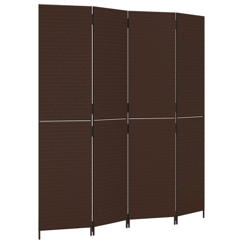 vidaXL barna 4 paneles polyrattan térelválasztó