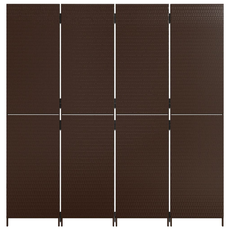 vidaXL barna 4 paneles polyrattan térelválasztó