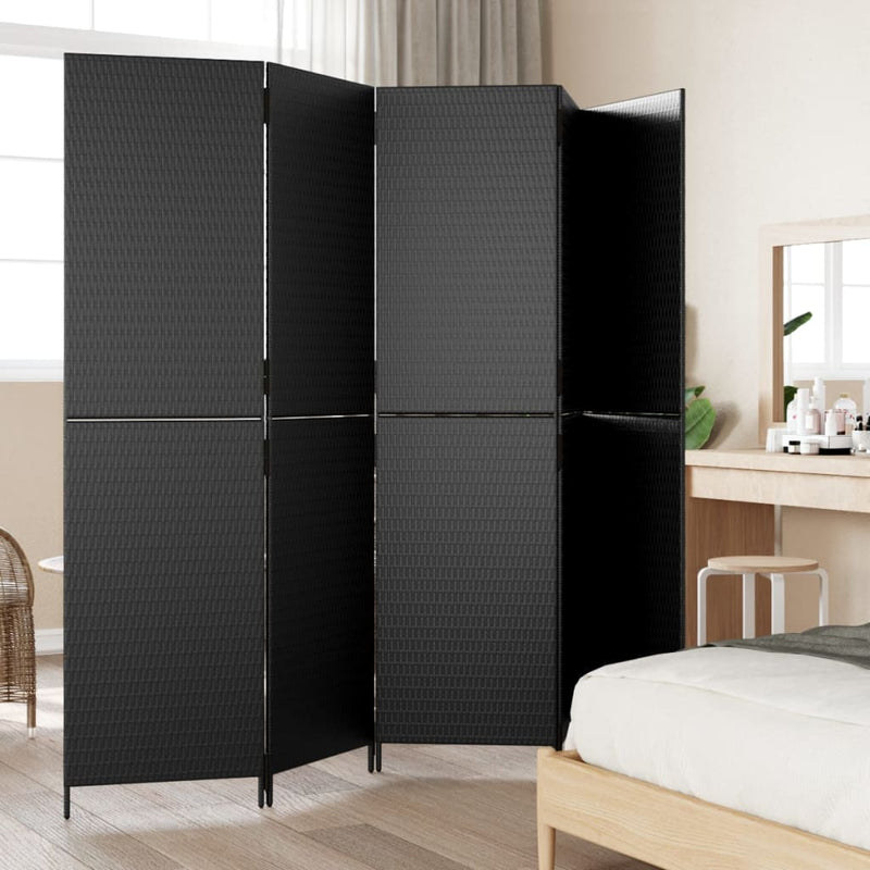 vidaXL fekete 5-paneles polyrattan térelválasztó