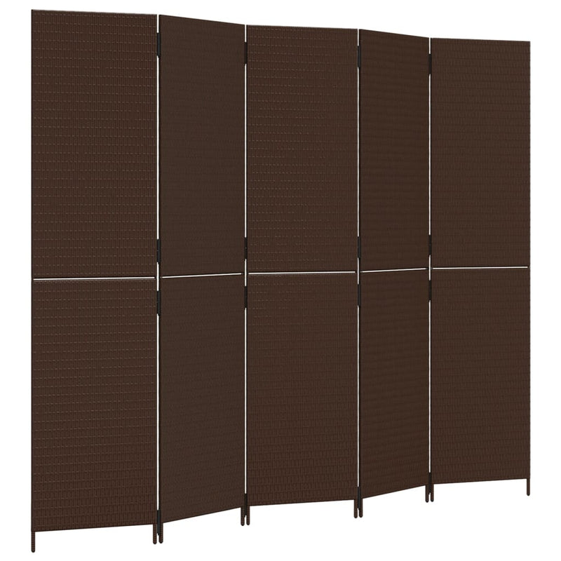 vidaXL barna 5-paneles polyrattan térelválasztó