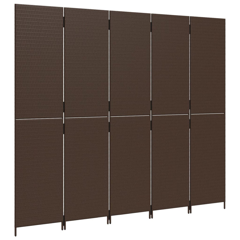 vidaXL barna 5-paneles polyrattan térelválasztó