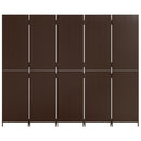 vidaXL barna 5-paneles polyrattan térelválasztó