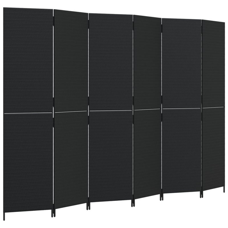 vidaXL fekete 6-paneles polyrattan térelválasztó