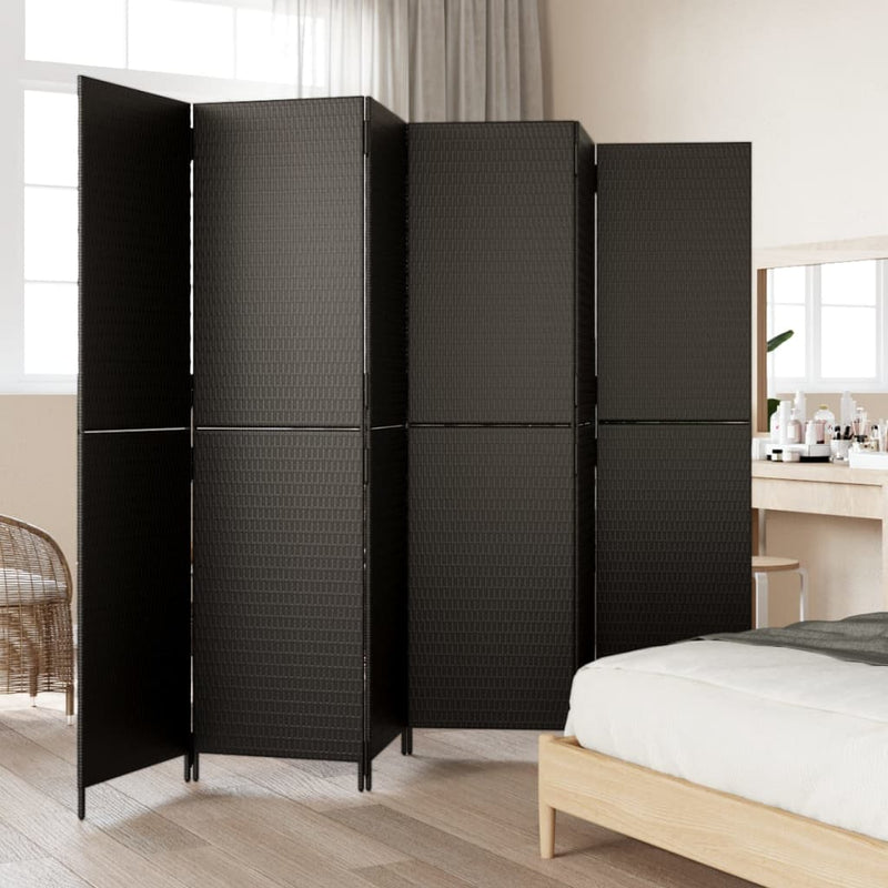 vidaXL fekete 6-paneles polyrattan térelválasztó