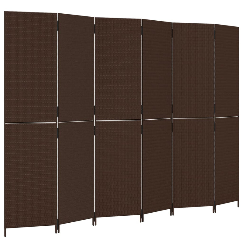 vidaXL barna 6-paneles polyrattan térelválasztó