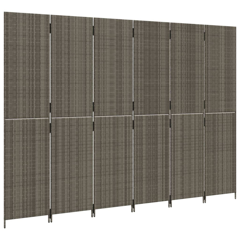 vidaXL szürke 6-paneles polyrattan térelválasztó