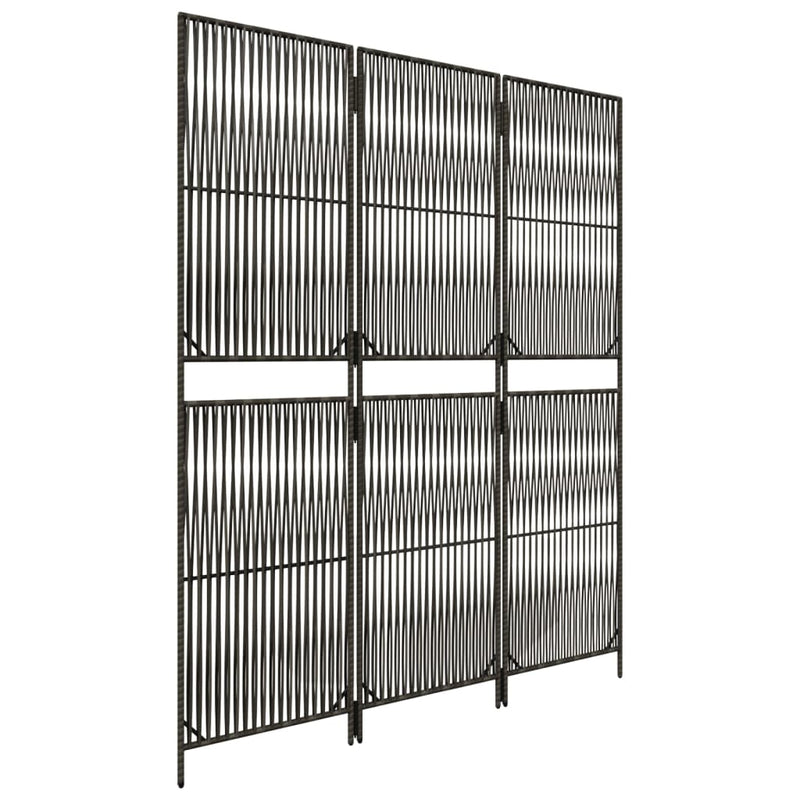 vidaXL szürke 3-paneles polyrattan térelválasztó