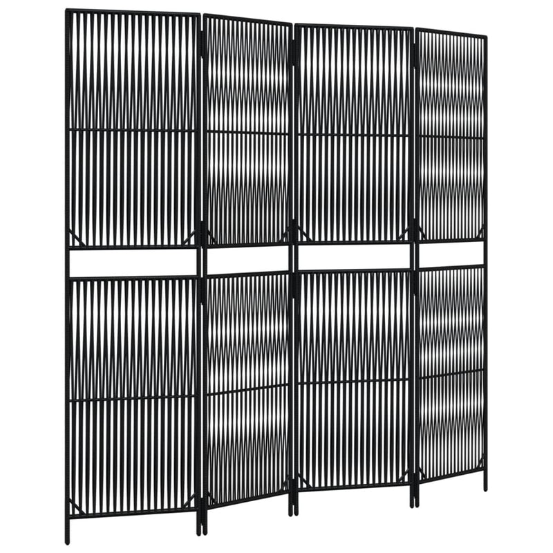 vidaXL fekete 4 paneles polyrattan térelválasztó
