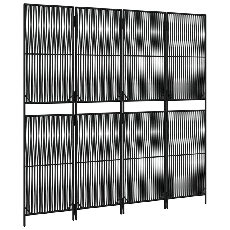 vidaXL fekete 4 paneles polyrattan térelválasztó