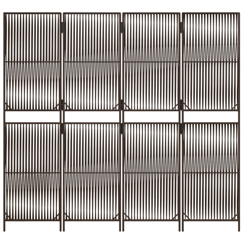 vidaXL barna 4 paneles polyrattan térelválasztó