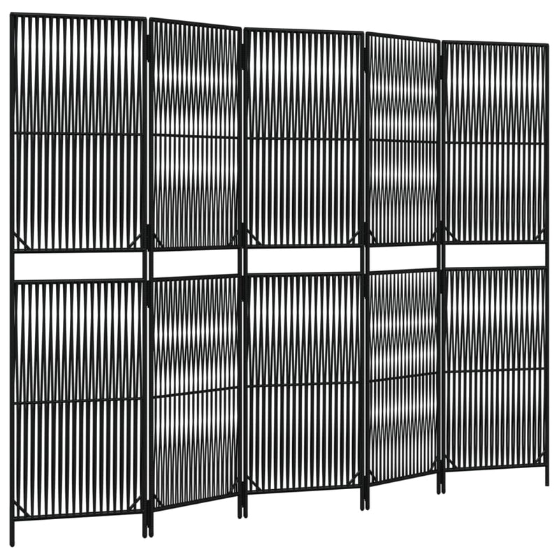 vidaXL fekete 5-paneles polyrattan térelválasztó