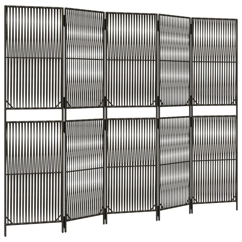 vidaXL szürke 5-paneles polyrattan térelválasztó