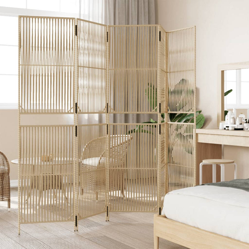 vidaXL bézs 5-paneles polyrattan térelválasztó