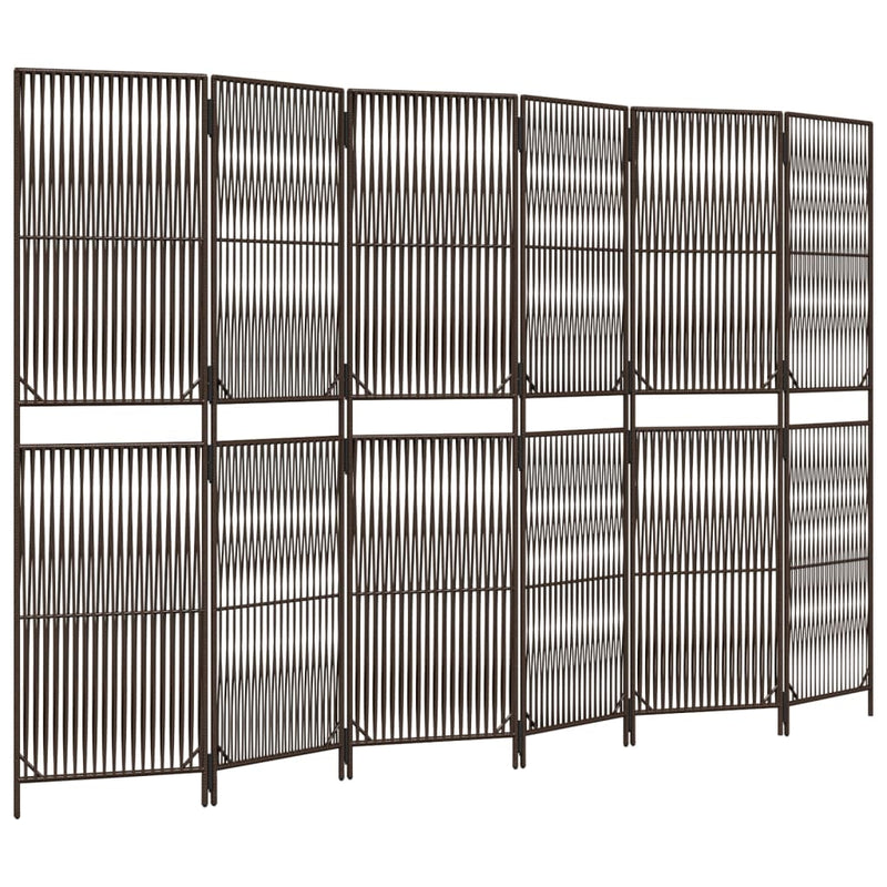 vidaXL barna 6-paneles polyrattan térelválasztó