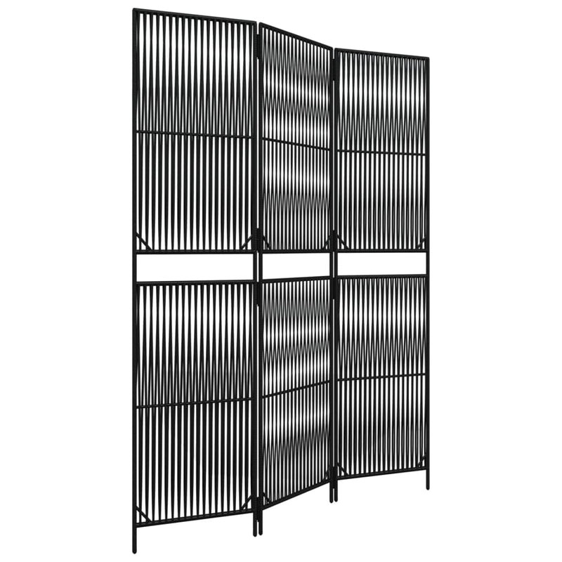 vidaXL fekete 3-paneles polyrattan térelválasztó