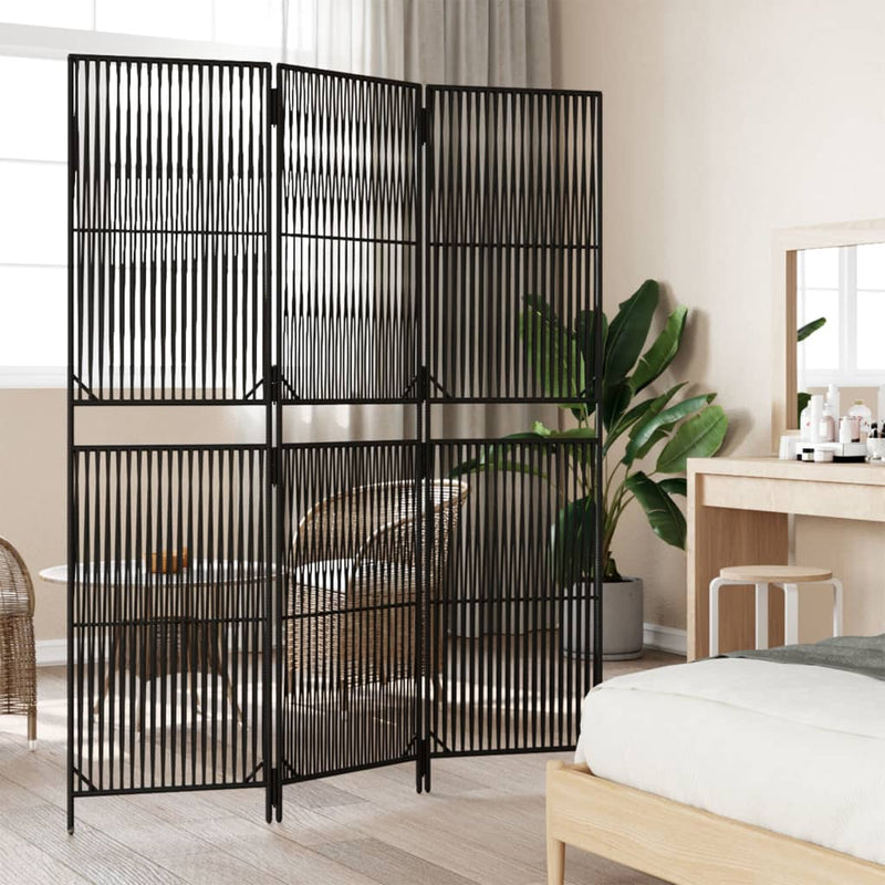 vidaXL fekete 3-paneles polyrattan térelválasztó