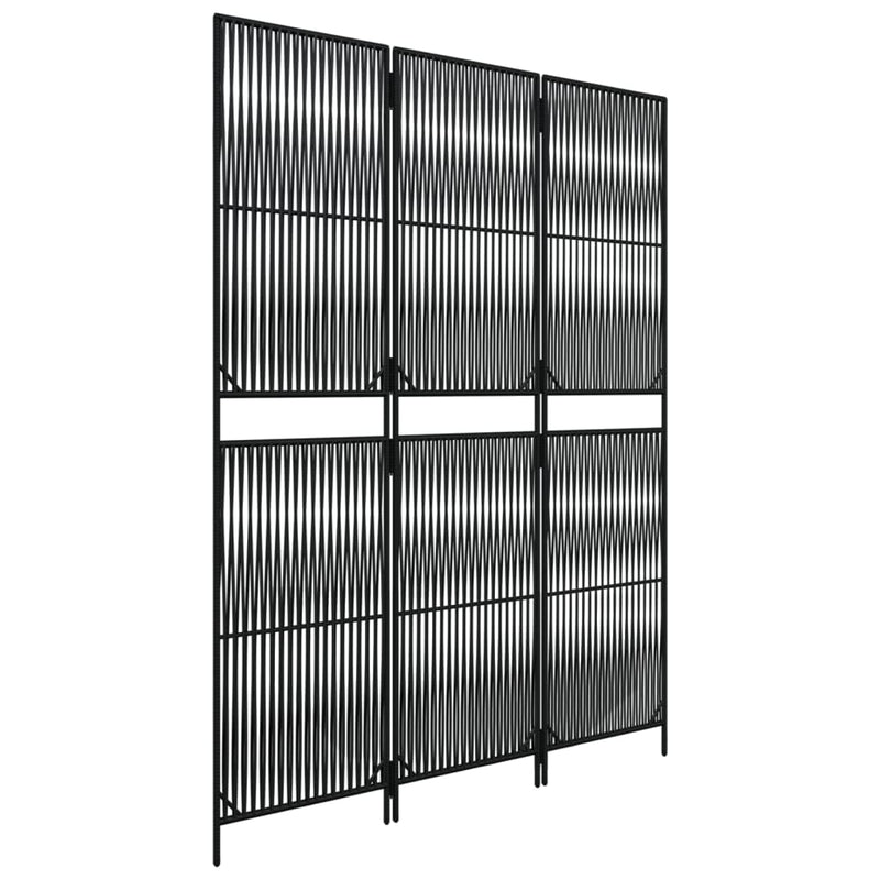 vidaXL fekete 3-paneles polyrattan térelválasztó