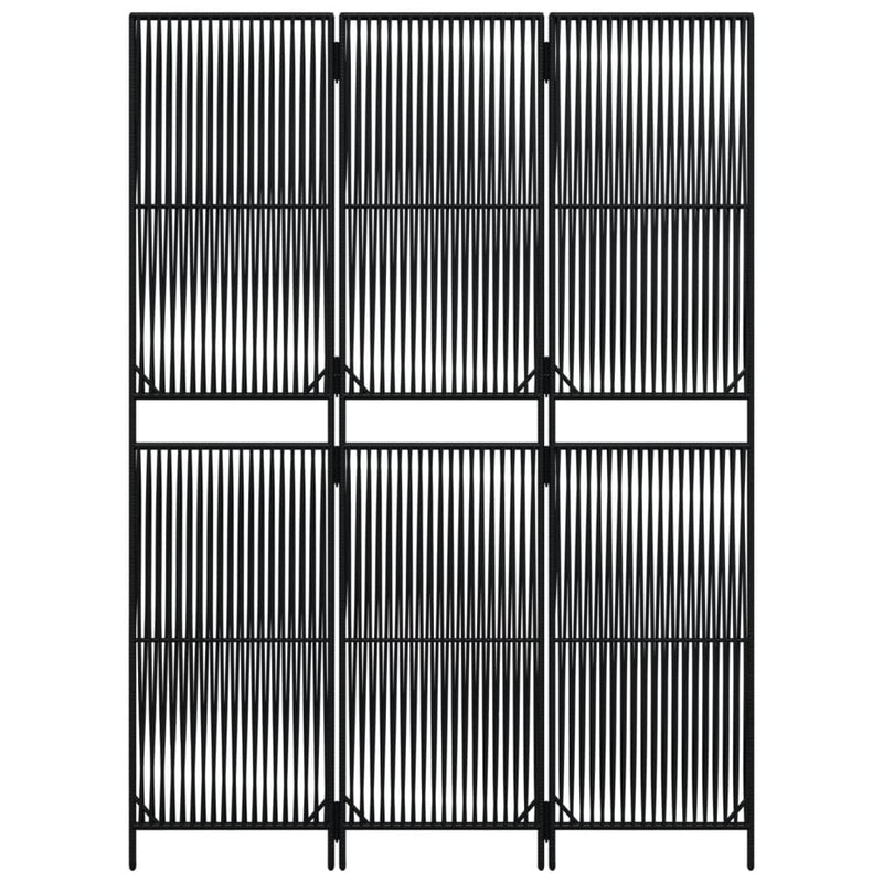 vidaXL fekete 3-paneles polyrattan térelválasztó
