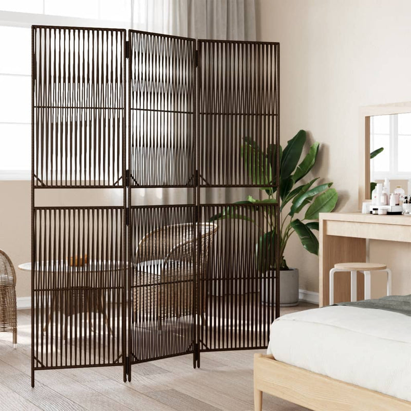 vidaXL barna 3-paneles polyrattan térelválasztó