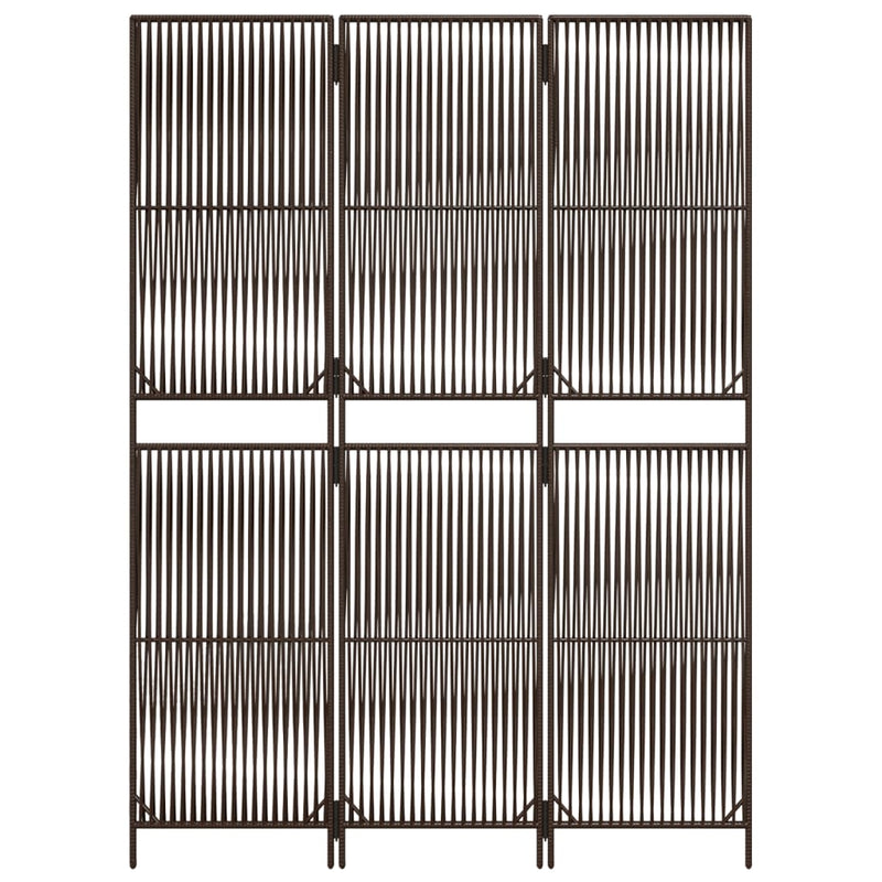 vidaXL barna 3-paneles polyrattan térelválasztó