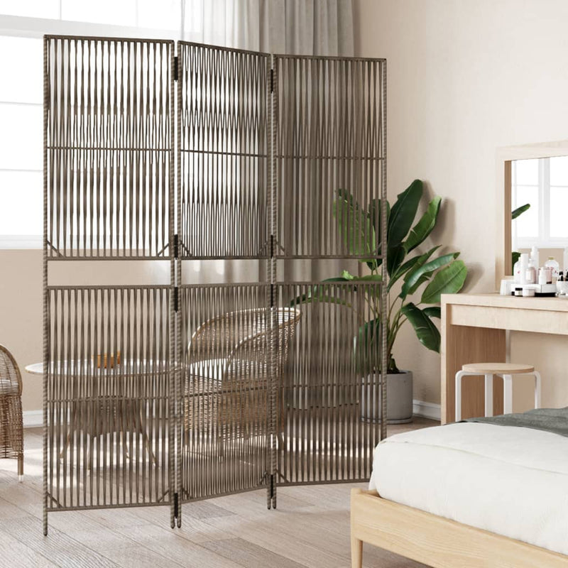 vidaXL szürke 3-paneles polyrattan térelválasztó