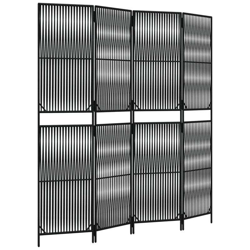 vidaXL fekete 4 paneles polyrattan térelválasztó