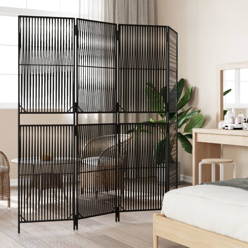 vidaXL fekete 4 paneles polyrattan térelválasztó