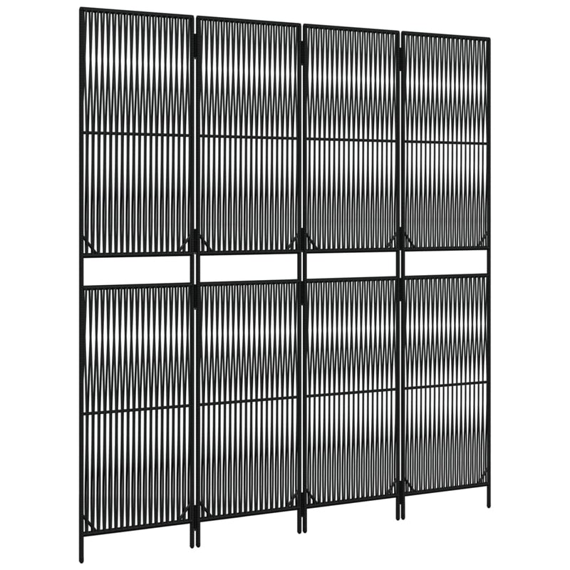 vidaXL fekete 4 paneles polyrattan térelválasztó