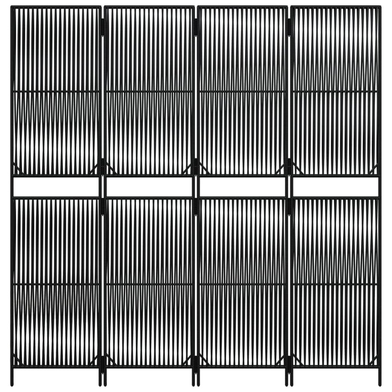 vidaXL fekete 4 paneles polyrattan térelválasztó