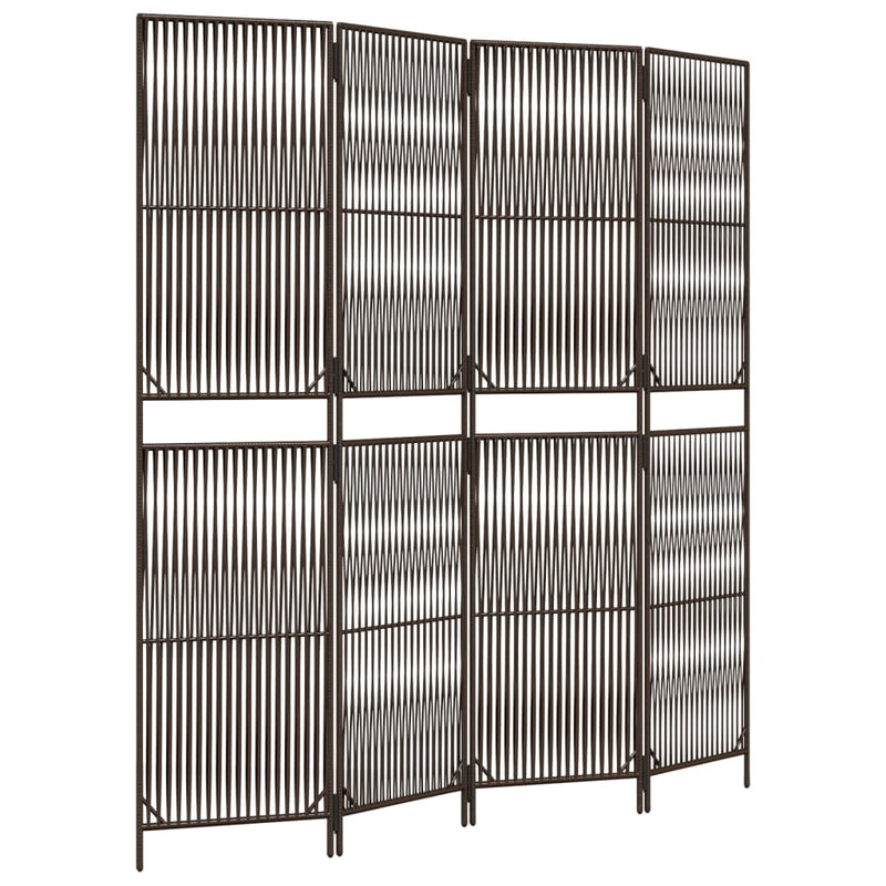vidaXL barna 4 paneles polyrattan térelválasztó